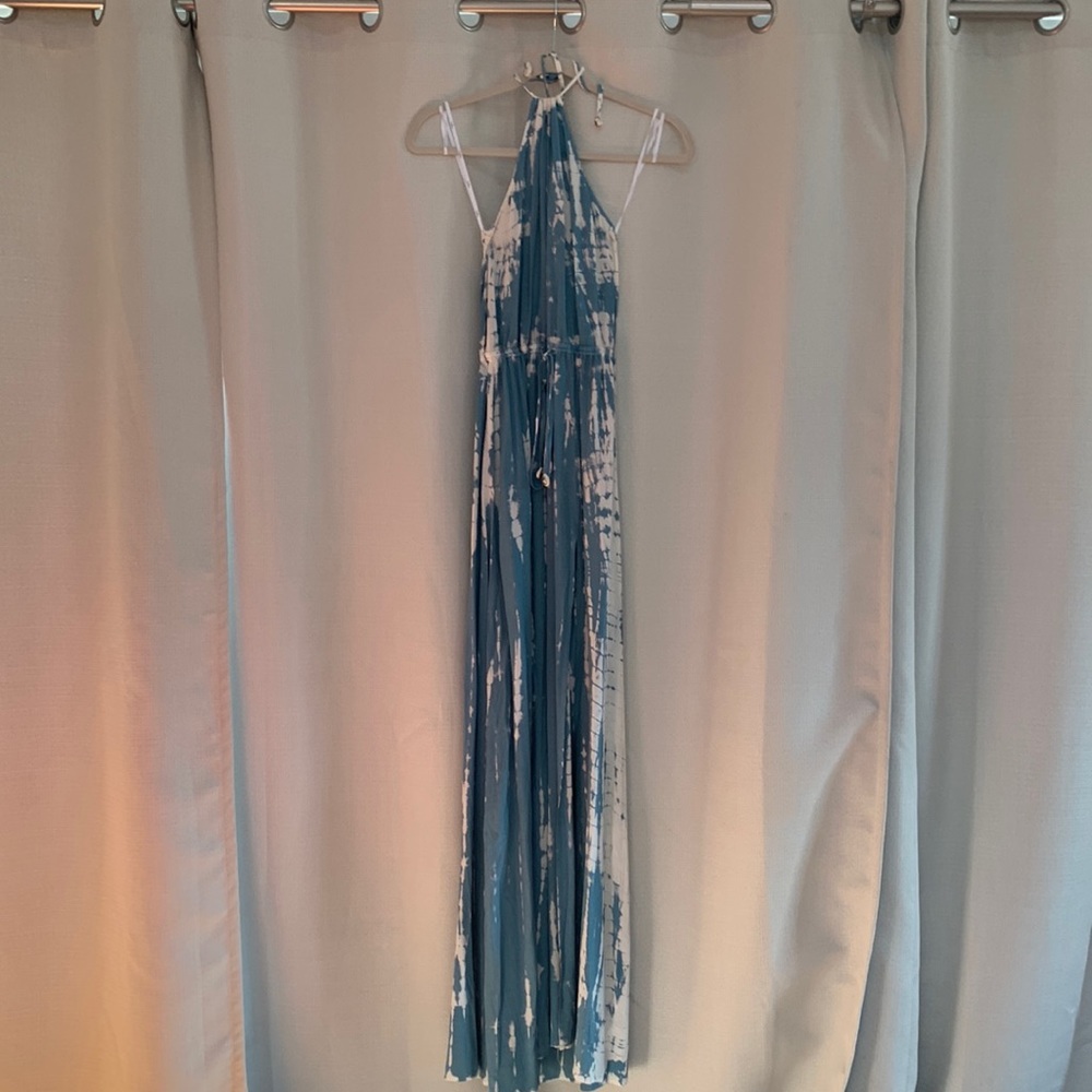 Halter neck tie dyed maxi dress